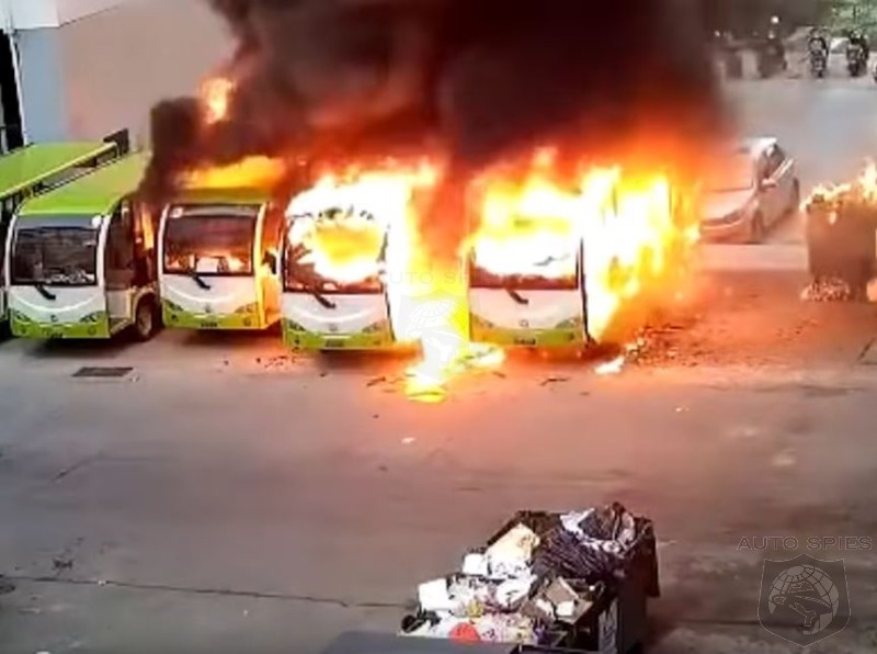 WATCH: EV Bus In China Goes Up In Flames Taking Four Others With It